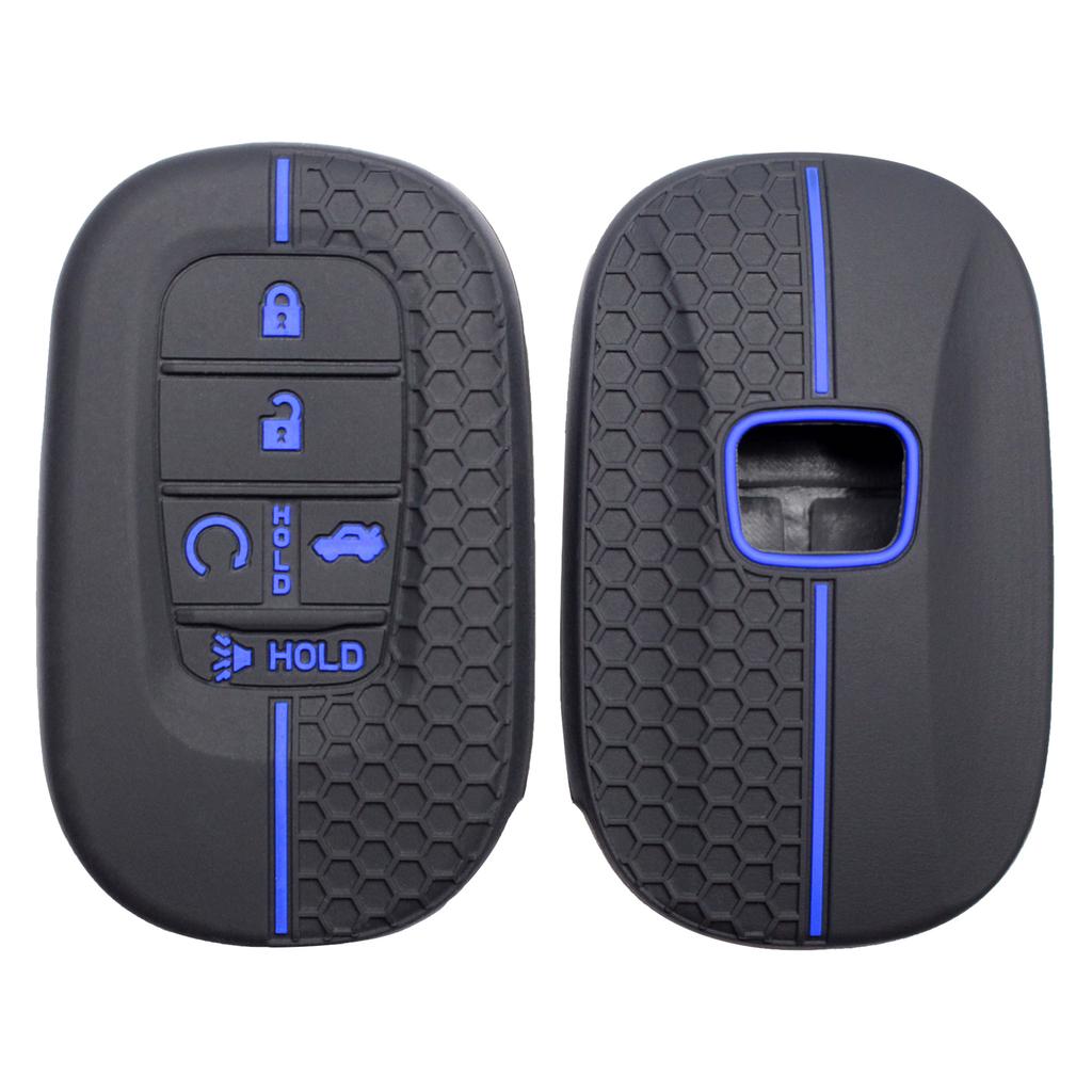 Silicone Key Fob Cover Compatible With - Honda Accord Civic Hr-V Cr-V Pilot Sport Si Ex Ex-L Touring 5 Buttons Car Key