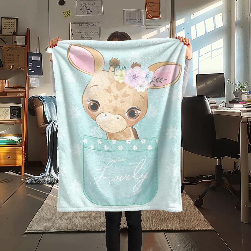 1 ks Flanelová deka s kresleným potiskem, Vysoce kvalitní, Pohodlná pro všechna roční období, Domácí dekorace, Teplo a pohodlí, Perfektní jako vánoční dárek k narozeninám