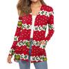 Women's Fashion Christmas Print Long-Sleeved Pocketed Slim-Fit Cardigan Coat