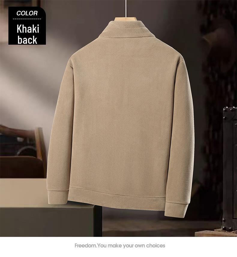 Men's Double-Sided Fleece Thick Warm Stand Collar Jacket - Anti-Static, Cold Protection, Temperature Locking Cardigan Hoodie