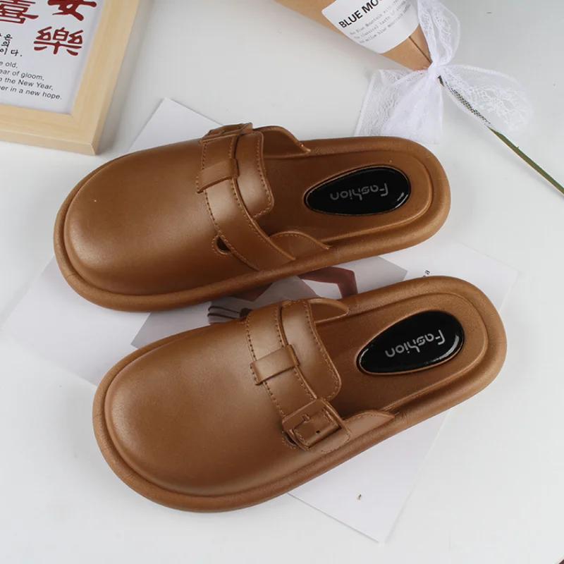 Mules Women's Slippers 2024 New Fashion Daily Casual Comfort Soft Flat Bottom Shoes for Women Waterproof Outdoor Summer Flats