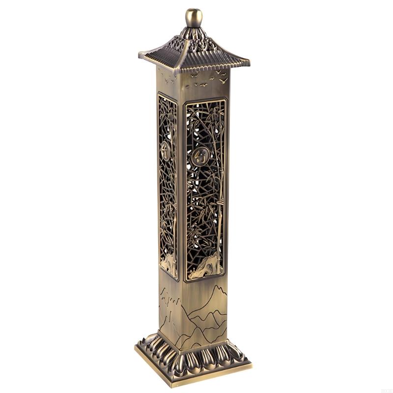 Antique Metal Bamboos Pattern Vertical Hollow Incenses Burners For Tea Room And Meditations With Stable Base Home Decors B03E