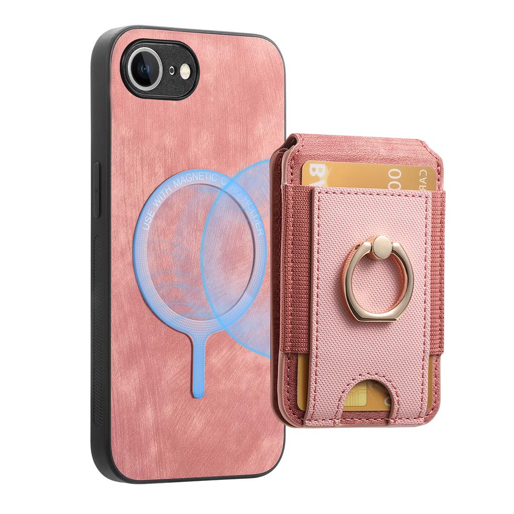 For iPhone 16e Case Compatible with MagSafe Leather Back Cover with Detachable Card Holder Kickstand