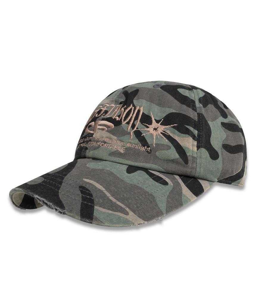 DOFFJASON Vintage Washed Denim Ball Cap Camo