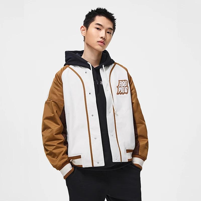 Li-Ning Anti-Wu Series Letter Patchwork Animal Pattern Jacket Men Jacket Beige Oak-Brown Earth-Brown AJMT017-4