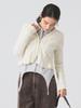 Ray Beams Women's Long Sleeve Knit Shirred Zip V-Neck Cardigan, Off White, Free Size