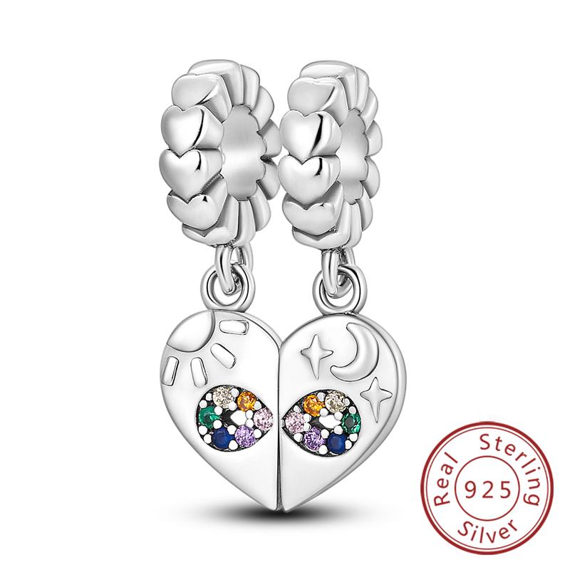 Original Copper Charm Bead Heart Lovers Valentine'S Day Charm Fit Charm Bracelet Pendant Women Jewelry Gift