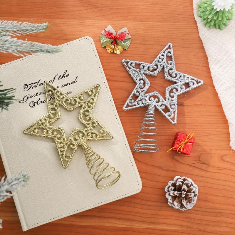 1Pcs Christmas Tree Top Decoration Sparkling 19cm Stars Xmas Party DIY Craft Supplies Home Decoration Navidad New Year 2025 Gift