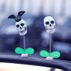 Halloween Car Shaking Skull Ornament Automotive Dashboard Center Console Bat Skull Decoration Accessories Funny Gift Ornaments