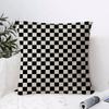 Black White Checkerboard Cushion Cover Breathable Linen Pillow Cover Skin-Friendly Home Decor Pillowcase With Hidden Zipper