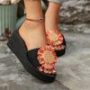 Fashion Sunflower Wedges Sandals for Women Plus Size Thick Sole Non Slip Slippers Woman Summer Light Comfort Chunky Platform Slippers