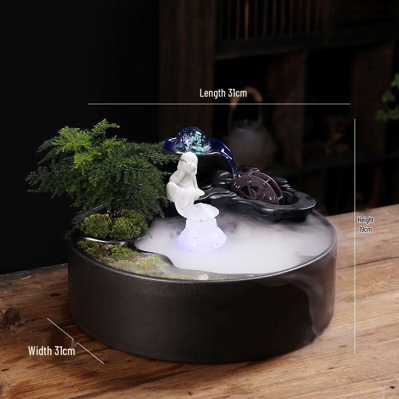 Ceramic Feng Shui Circulating Water Misting Ornament - Little Monk