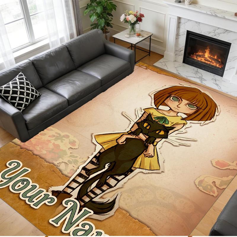Crystal Velvet Rug Custom Name Text, Soft Non Slip Floor Mat Home DecorFran Bow