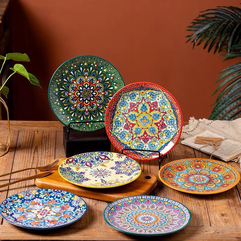 6.5in/8in/10in Ceramic Plates Egg Plate Bone Disc Western Steak Main Course Plates Shallow Flat Plates