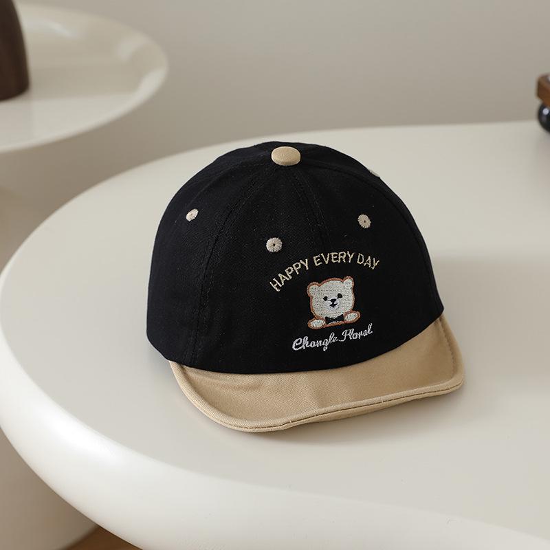 Unisex Dziecięca Miękka Czapka Baseballówka z Daszkiem z Motywem Misia Kreskówkowego do Ochrony przed Słońcem - Wiosna/Lato Styl Koreański