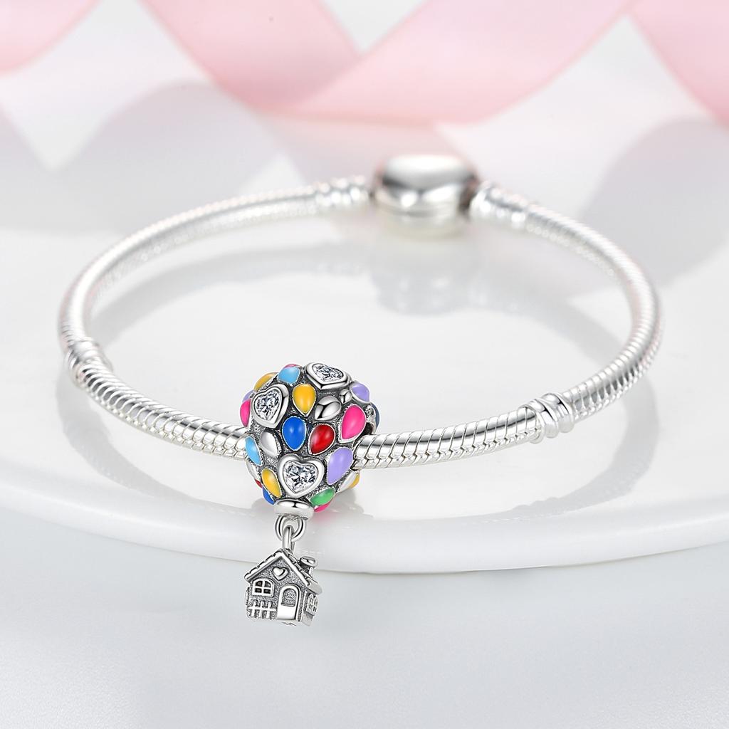 Kupfer Bunt Heißluftballon Anhänger Charms Perlen Schmuck Passend für Original Armband für Frauen DIY Geschenk