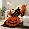 Halloween Spooky Pumpkin Ghost Castle Flannel Throw Blanket, Soft Cozy Lightweight Fleece Blanket for Sofa Bed Halloween Party Home Decoration