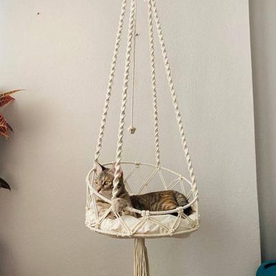 Haustier Hängematte Katzen Schaukel Handgeflochtene Baumwollschnur Katzen Hängekorb Kätzchen Hängeschnur Versteck Innen Hängendes Nest Haustierbedarf
