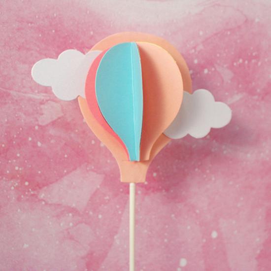 10-Pack 3D Hot Air Balloon & Rainbow Cake Toppers