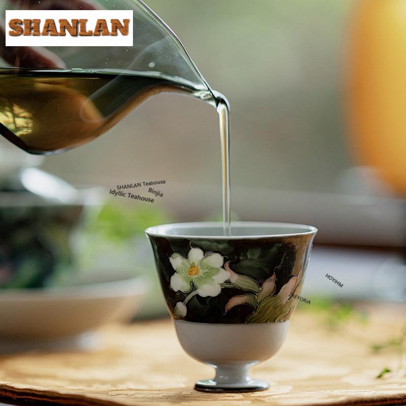 50ml Handbemalte Tinte Narzisse Teetasse Handgefertigte Teeschale Tasse Für Tee Teeverkostung Meditationsbecher Chazhan Meistertassen Teegeschirr