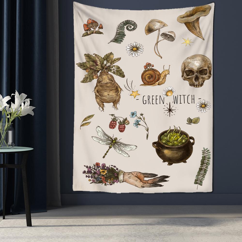 Psychedelic Abstract Plant Tapestry Wall Hanging Mysterious Tapiz Hippie Art Printed Background Cloth Home Decor