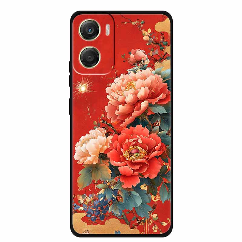 Flowers Case For Motorola Moto G06 G 06 4G Soft Silicone Phone Cover Funda Black TPU Protective Bumper Back Fashion Coque Shell