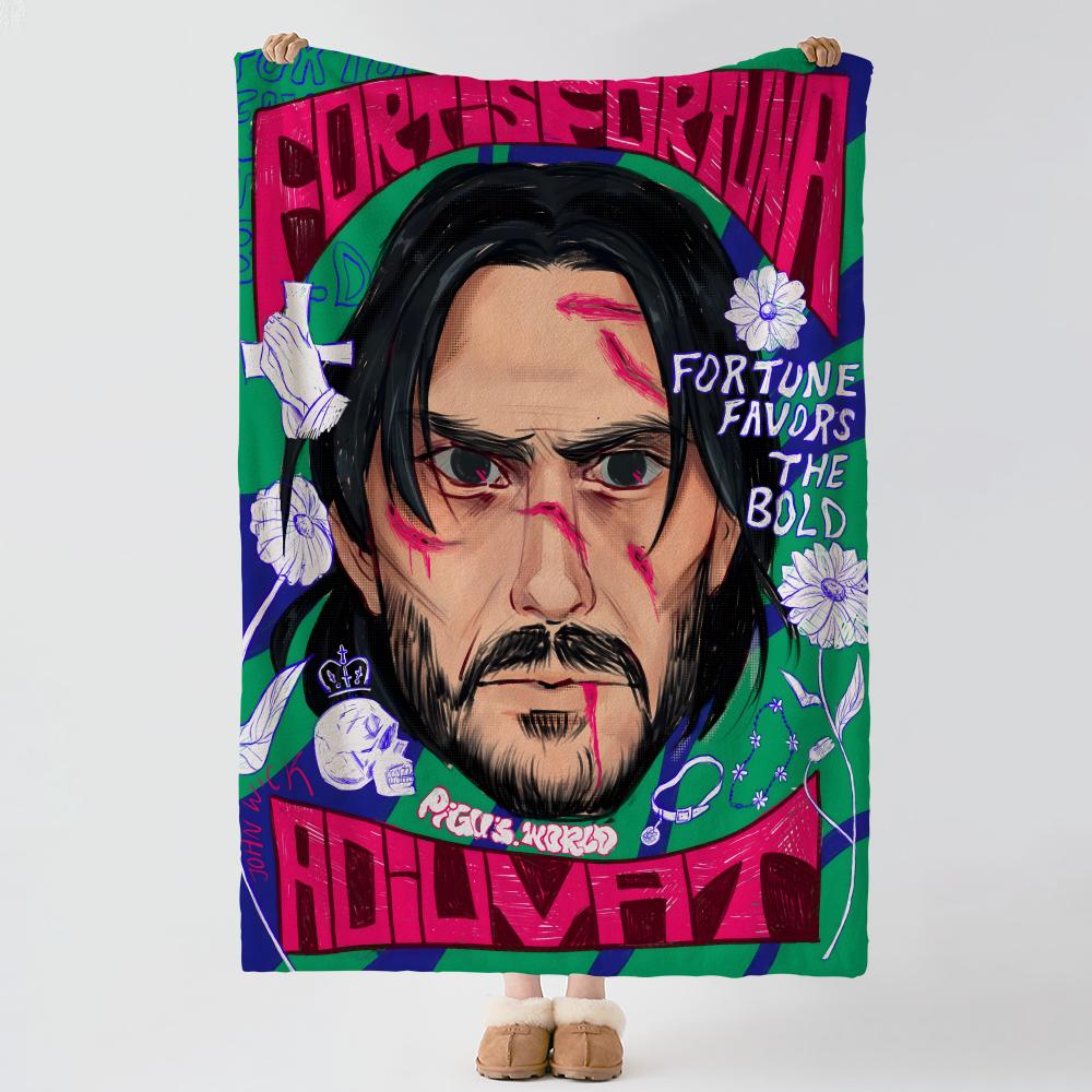 movie J-John Wick-K Throw Thick Comfort Flannel Quilt, Multi-scene Use Indoor Outdoor Daily Nap