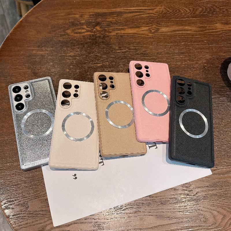 Magnetic Wireless Charging Case For SamSung Galaxy S25 Ultra S24 Plus S23 S22 S21 + PU Leather Shockproof Solid Color Cover