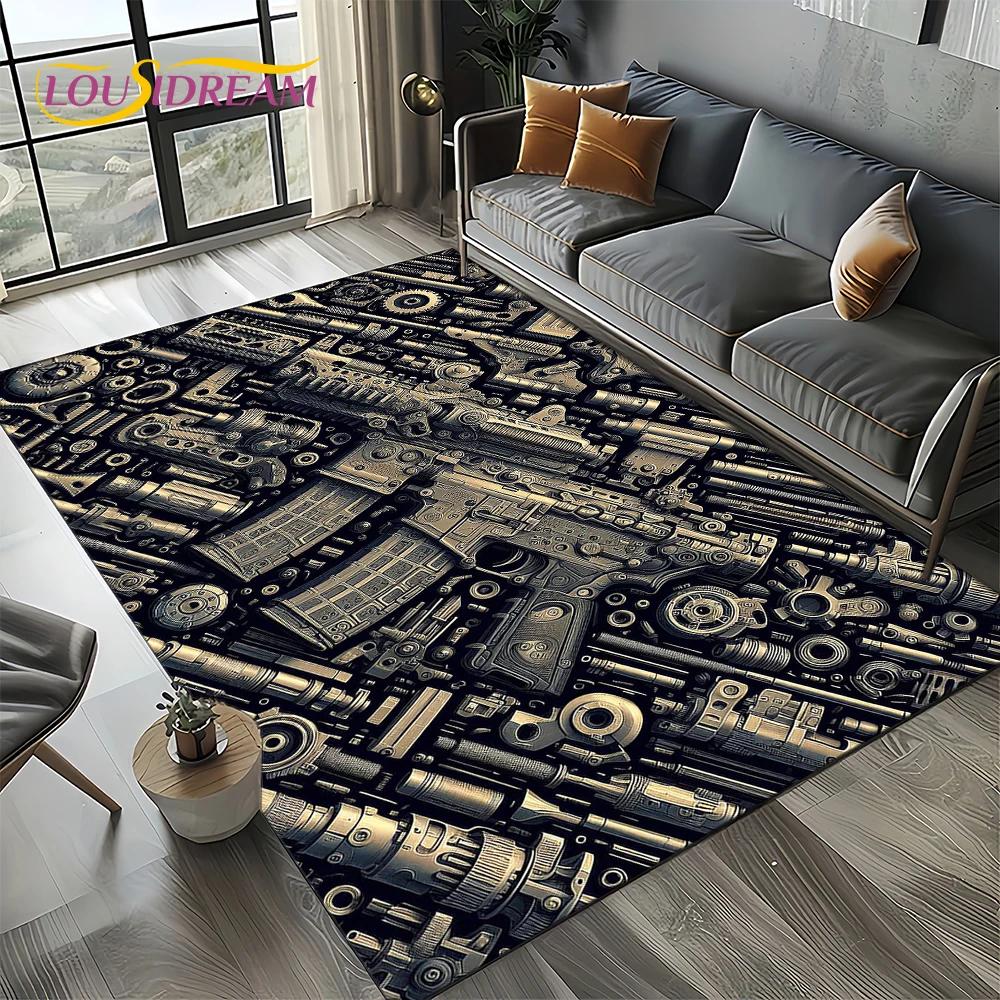 27 Style Retro Guns Pistol Ammunition Bullet Cartridge AK M4 Rug Carpet for Living Room Bedroom Decor,Non-slip for Sofa Doormat