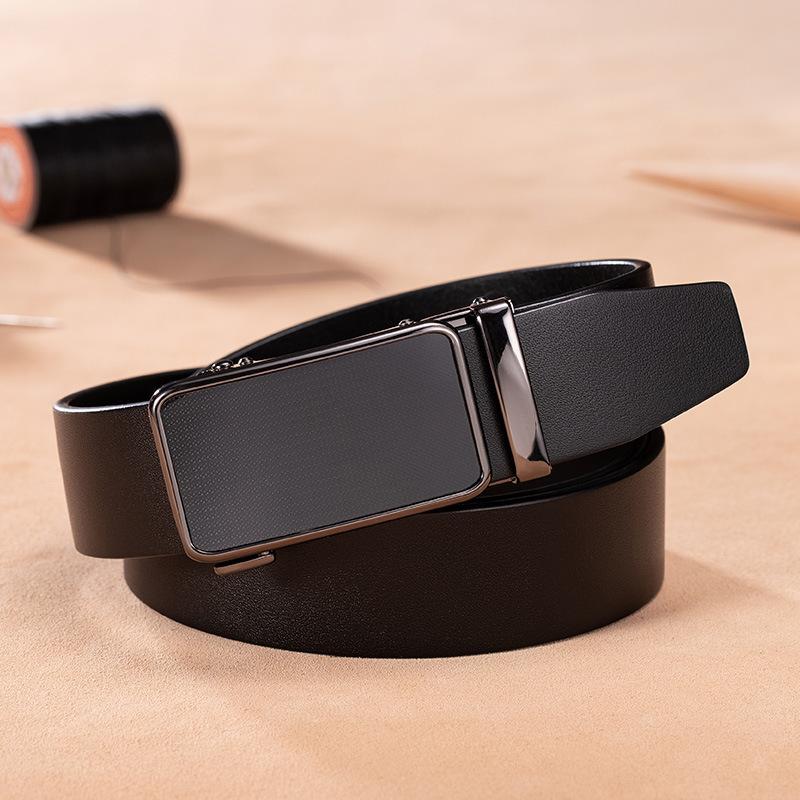 Business Belt Men's Sense First Layer Cowhide Belt Men's Fashion Trendy Men's Automatic Buckle Belt