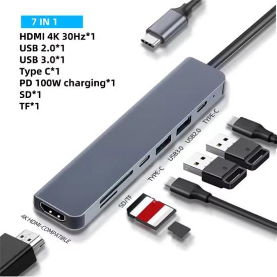 Type C Docking Station USB C Hub To 4K 30Hz HDMI Compatible USB 3.0 Splitter Adapter PD 100W Charge for Macbook Pro Laptop PC Accessories