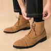 Britain Retro New Pointed Suede Leather Motorcycle Casual Ankle Boot For Men Winter Fashion High Tops Comfortable Leather Shoes