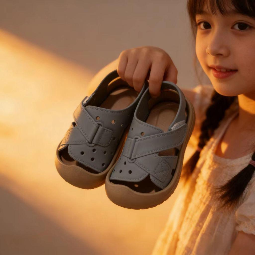 Baby Boys' Cute Closed-Toe Walker Shoes: Soft Sole Anti-Collision Sandals for Indoor & Beach Use
