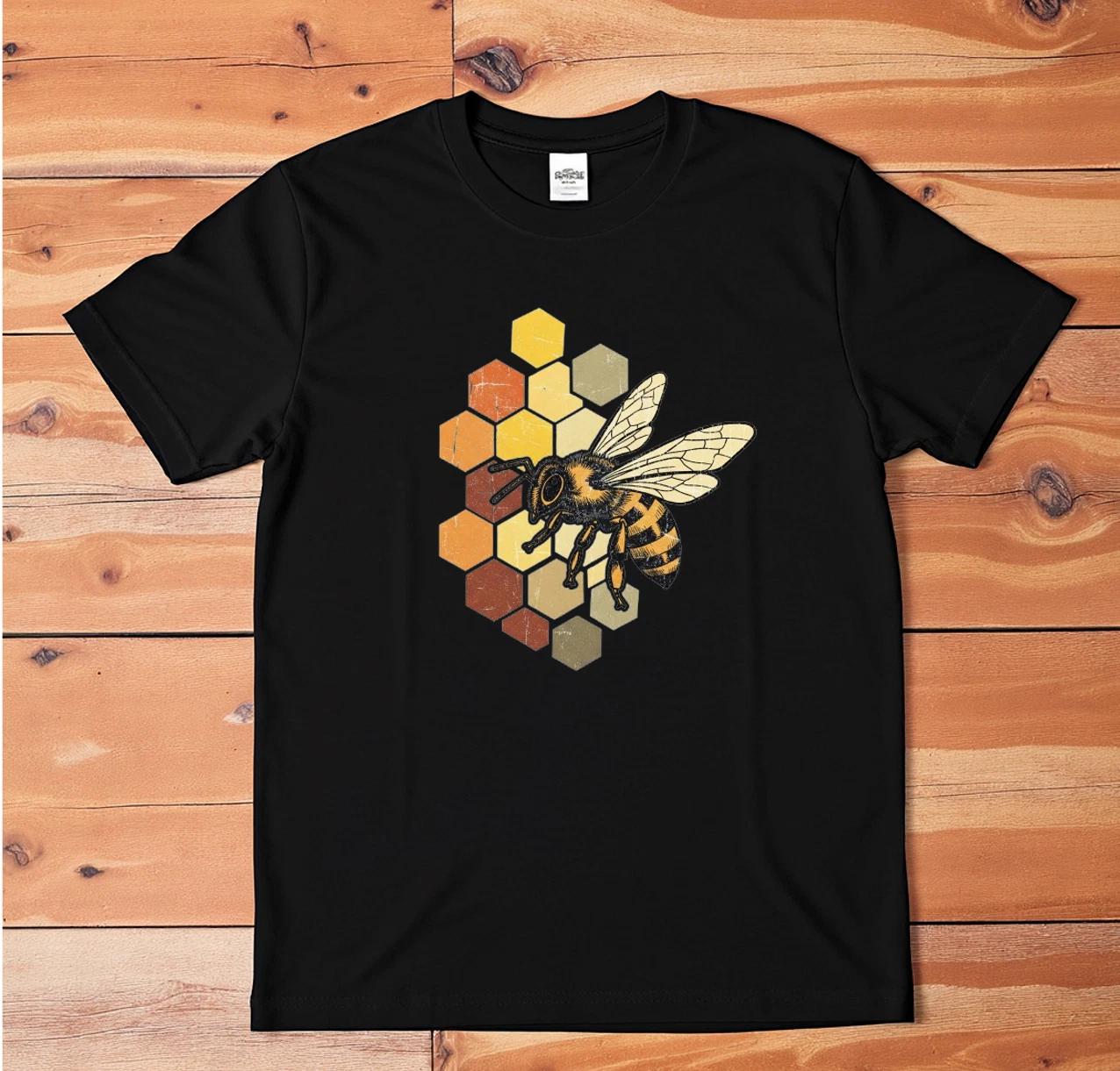 Honey Bee T-Shirt White Graphic Tee Beekeeper Nature Insect Honeycomb Unisex 4XL
