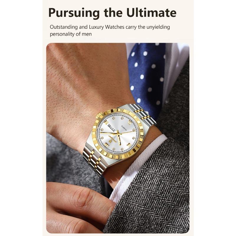 POEDAGAR Luxury Business Male Watch Waterproof Luminous Week Date Wristwatch Stainless Steel Trendy Quartz Watches for Men