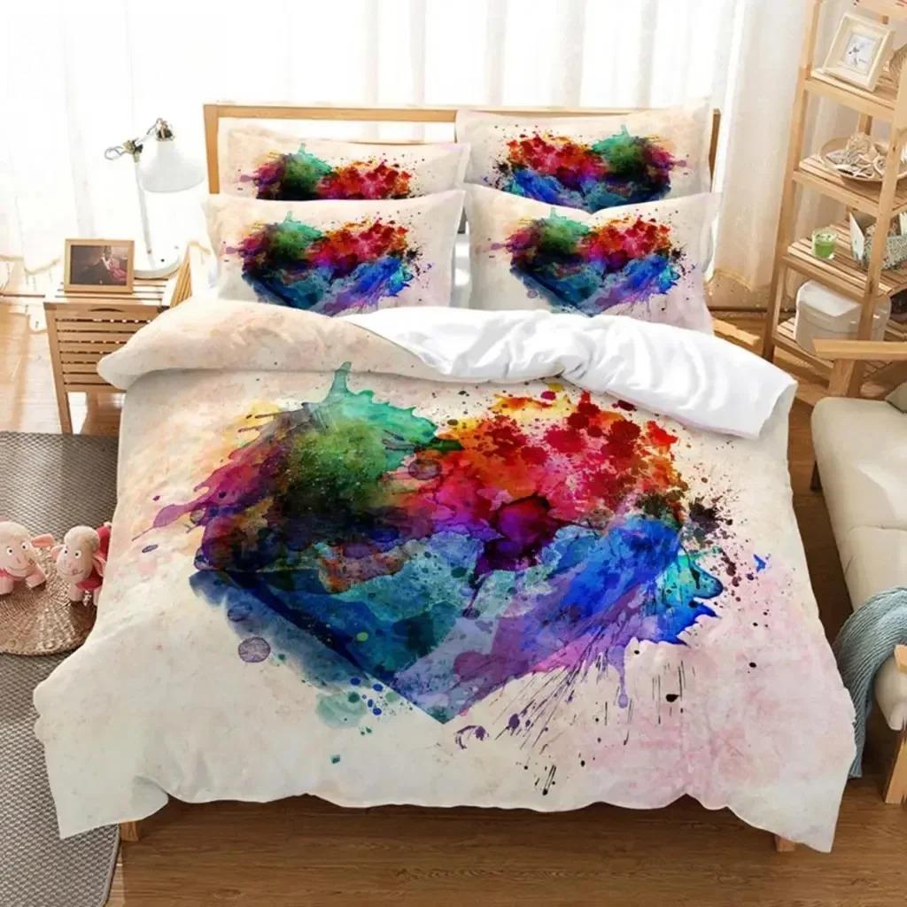 Heart Duvet Quilt Cover Pillow Case Music 3D HD Bed Set Linen King Queen Twin Single Double 3PCS 2PCS Home Textile