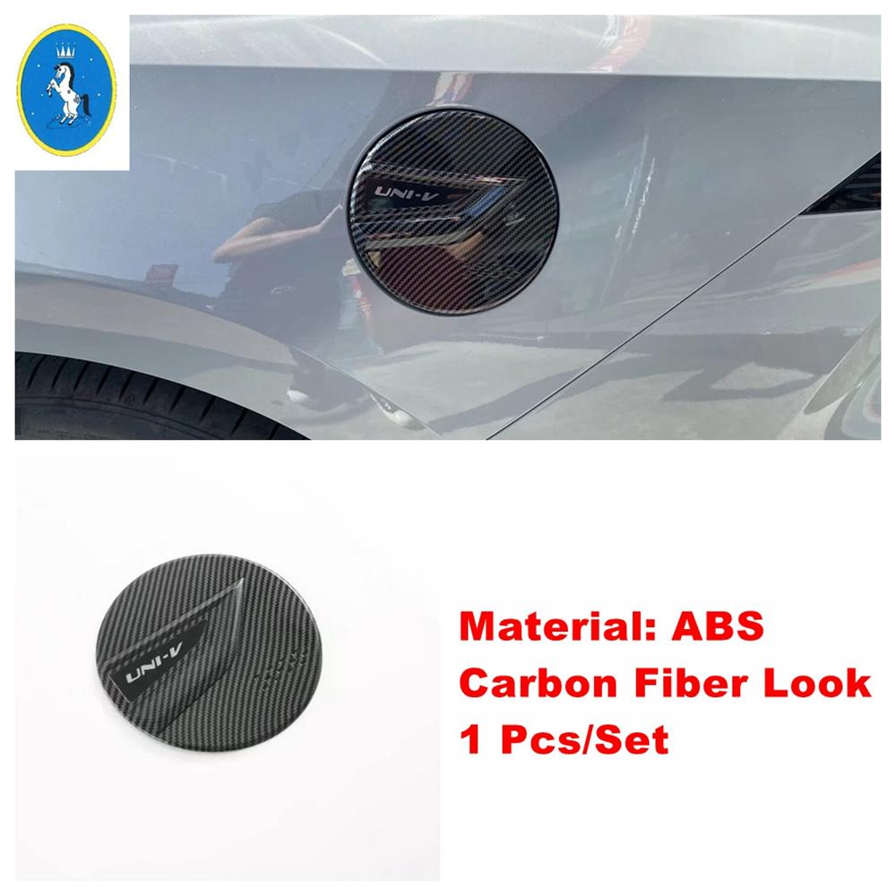 

Carbon Fiber Car Filler Fuel Door Guard Oil Gas Tank Cap Decor Frame ABS Accessories Cover Trim For CHANGAN UNI-V UNIV Carbon Fiber Look