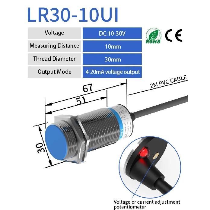 GTRIC Analoger Linearer Weg Näherungssensor M12 M18 M30 0-10V Spannung oder 4-20mA Stromausgang Induktiver Schalter