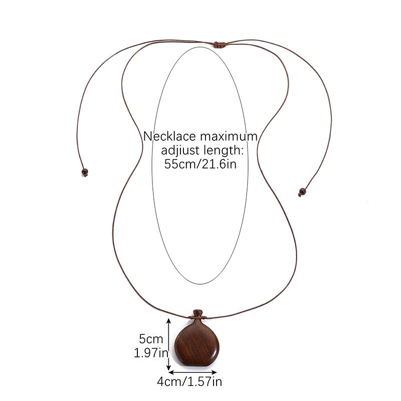 1PC Flask Pendant Parties Wooden Fashion Long Necklace Daily Wear Jewelry for Women Elegant Adjustable Vintage Ethnic