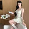 Sweet Spice Girl Pure Desire Dress French Temperament Summer Apricot Polka Dots Seaside Vacation Skinny A-Word Short Skirt