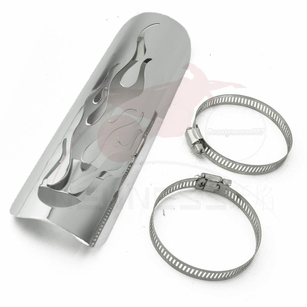 Black /Chrome Motorcycle Curved Exhaust Muffler Pipe Heat Shield Cover Guard Protector Universal for Honda Harley