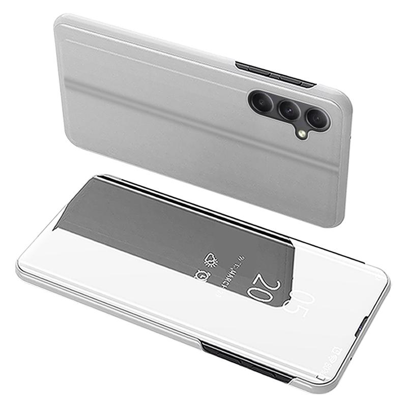 View Window Mirror PU Leather Case for Samsung Galaxy A34 5G,Stand Electroplating Phone Cover