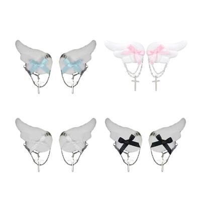 Plush Angel Wing Side Clip Teens Girl Y2K Hair Styling Clip Cool Girl Headdress