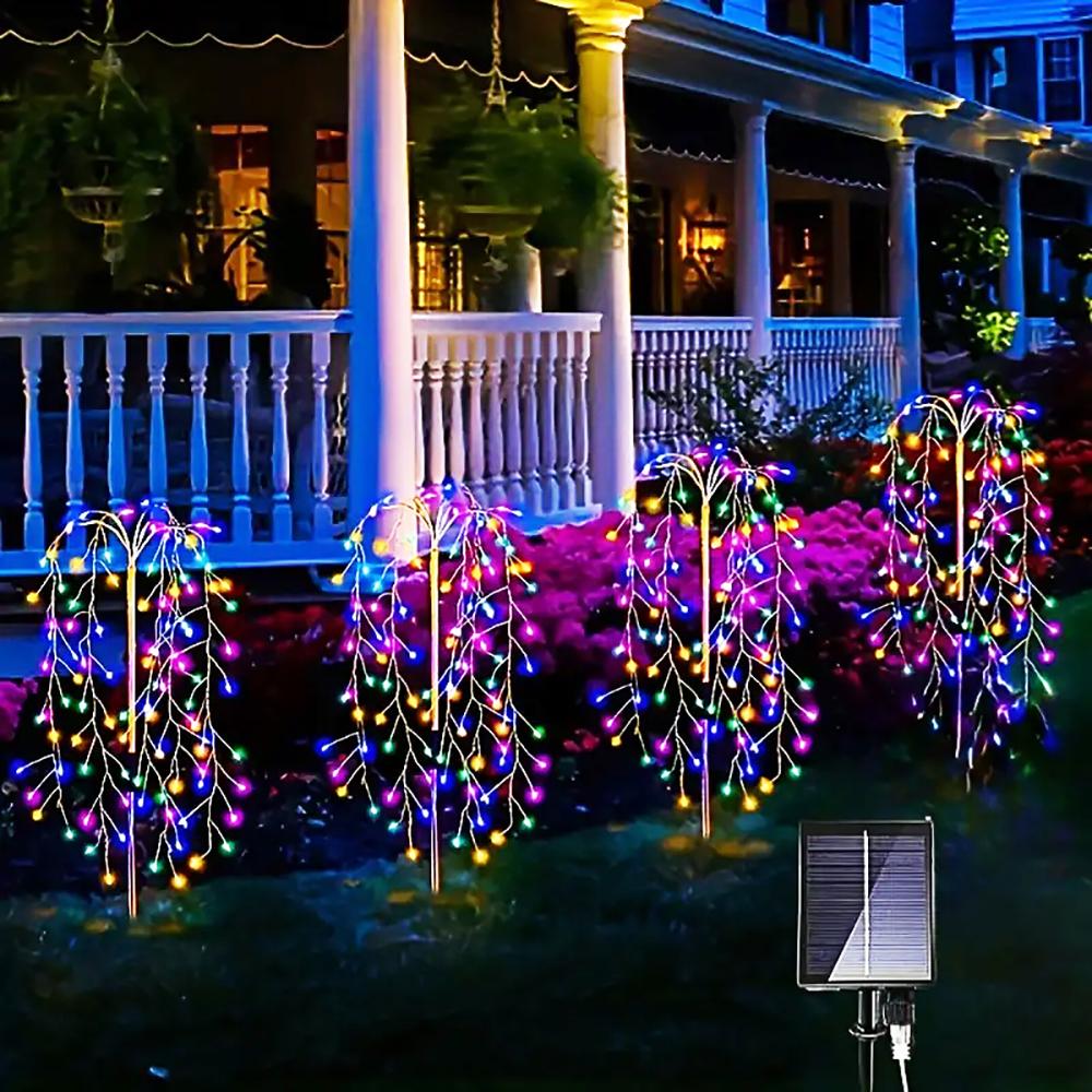 

Solar-Powered Garden Lights Outdoor Waterproof Firecracker Fireworks Lights for Patio Pathway Lawn Party Camping Decoration 100LEDS різнокольоровий