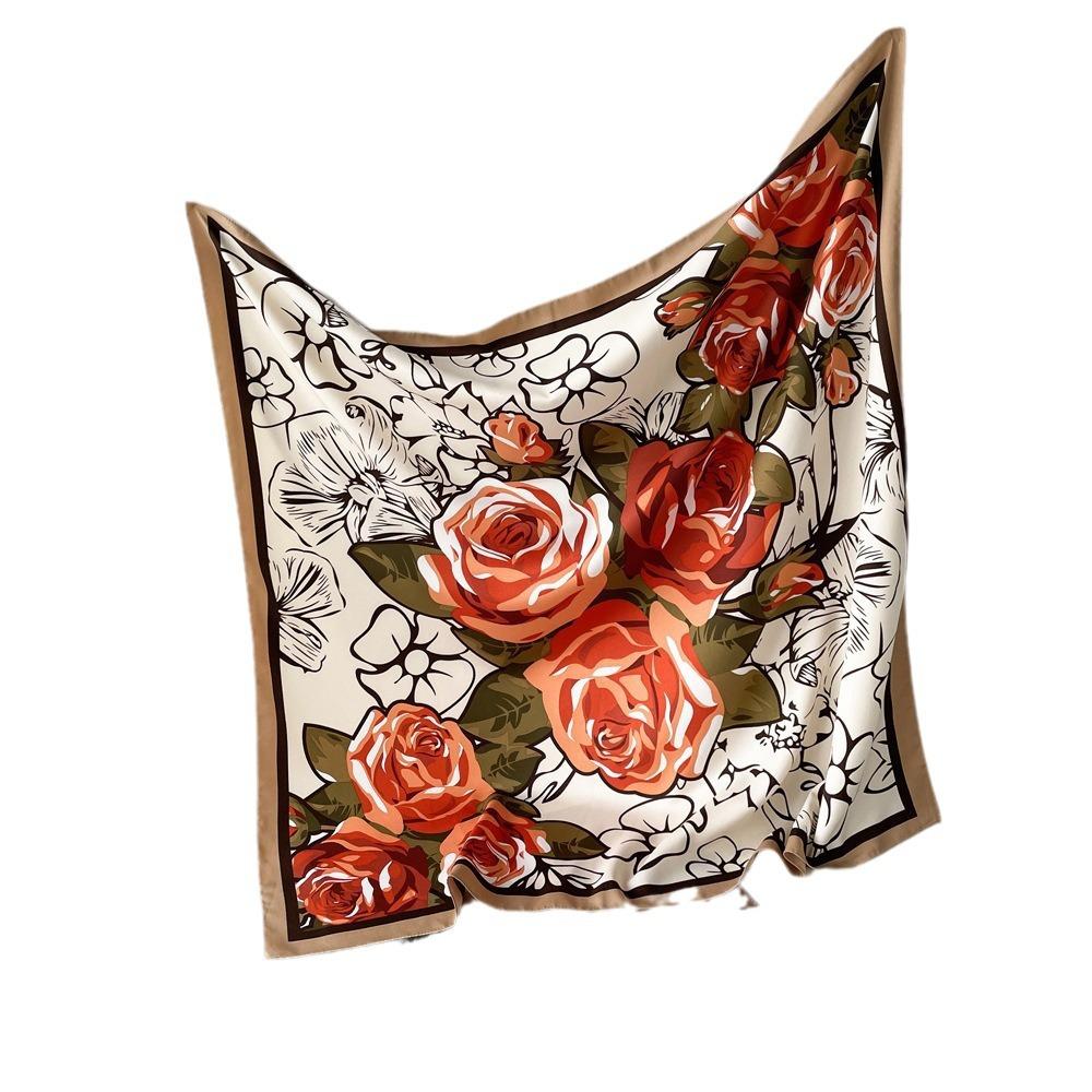 Nouveau Foulard Design Rose Noble et Élégant Cadeau Belle-Mère Foulard Carré Doux Châle