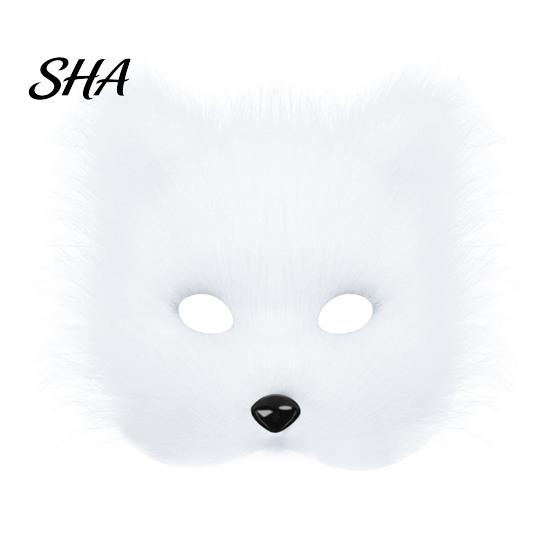 Accessori Costumi Cosplay Anime Maschera Volpe Peluche, Coda Soffice, Oggetti di Scena per Costumi, Maschera Peluche per Feste di Halloween, Convention e Ruolo