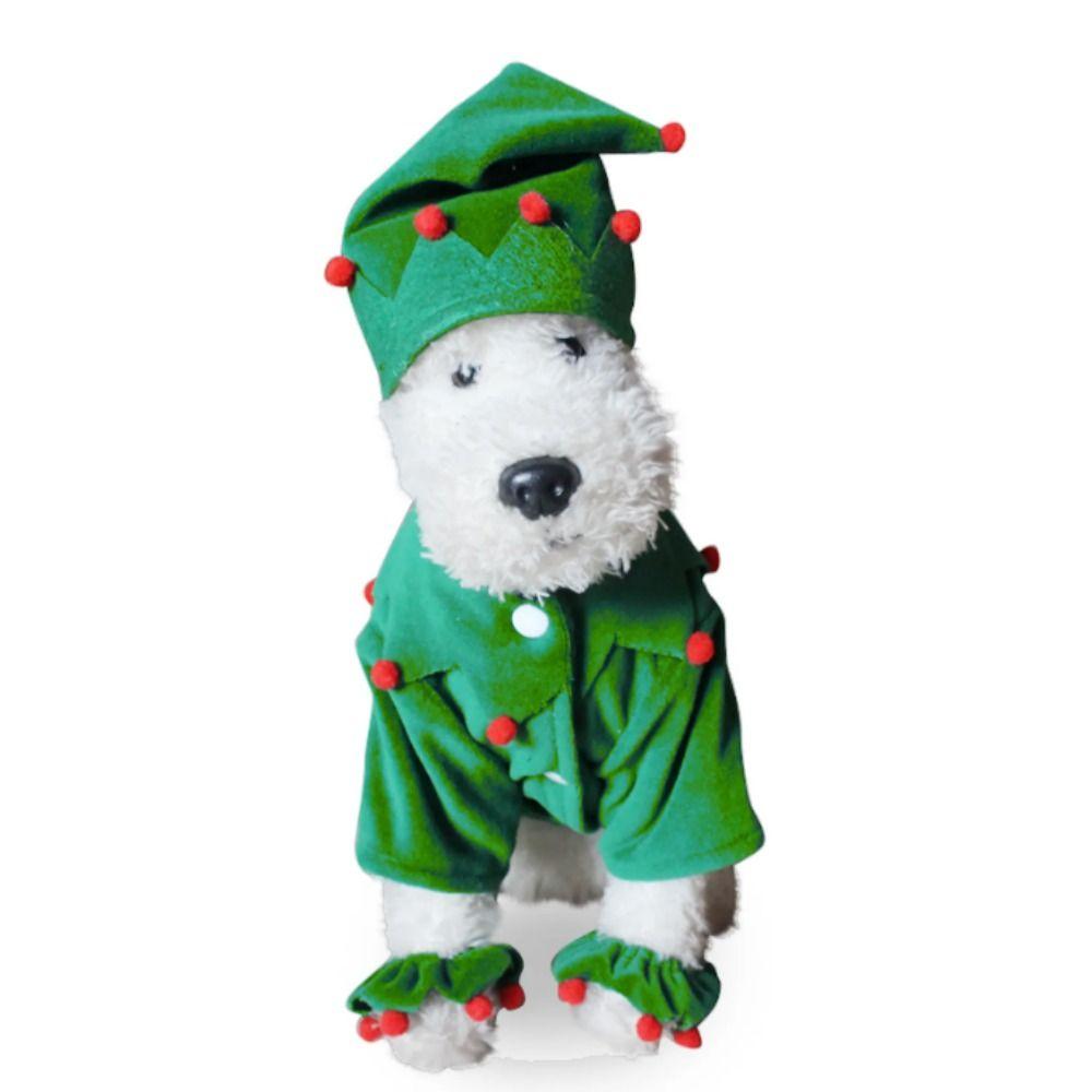 Polyester Pet Cat Cosplay Clothes Green Cat Christmas Costume  Cosplay Party