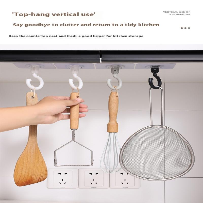 20/10 Pcs Self-Adhesive Wall Hanging Hook 360° Rotating No-Drilling Ceiling Household Hook