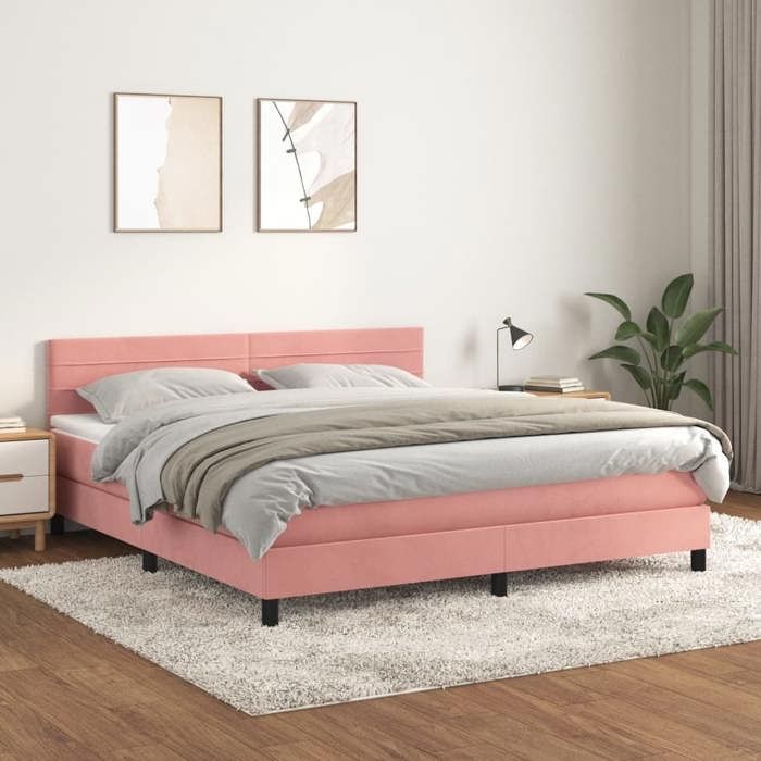 Maison Exclusive - Sommier à lattes de lit avec matelas Rose 160x200 cm Velours