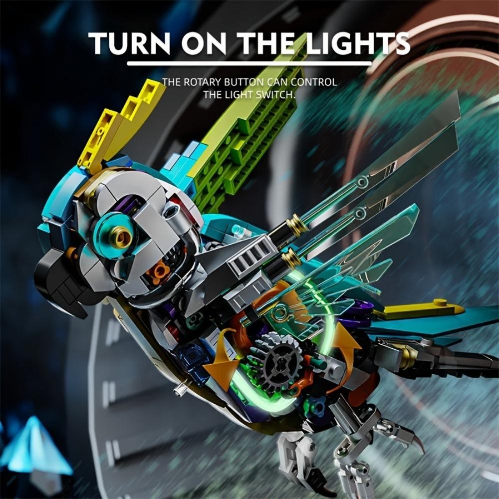 Creative Mechanical Sharks, Parrots and Mantises Building Block Marine Life Model Kit with Lights for teens,Christmas or Birthday Gift for Little Ones